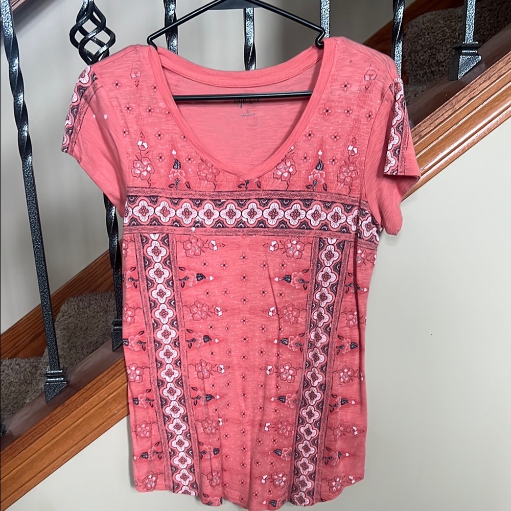 Style & Co. Pink Embellished Short Sleeve Blouse